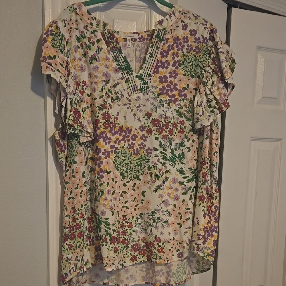 Floral Ruffle Sleeve Top